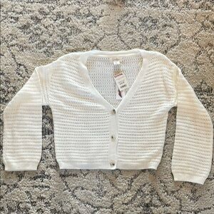 Jessica Simpson White Cropped Cardigan Sweater